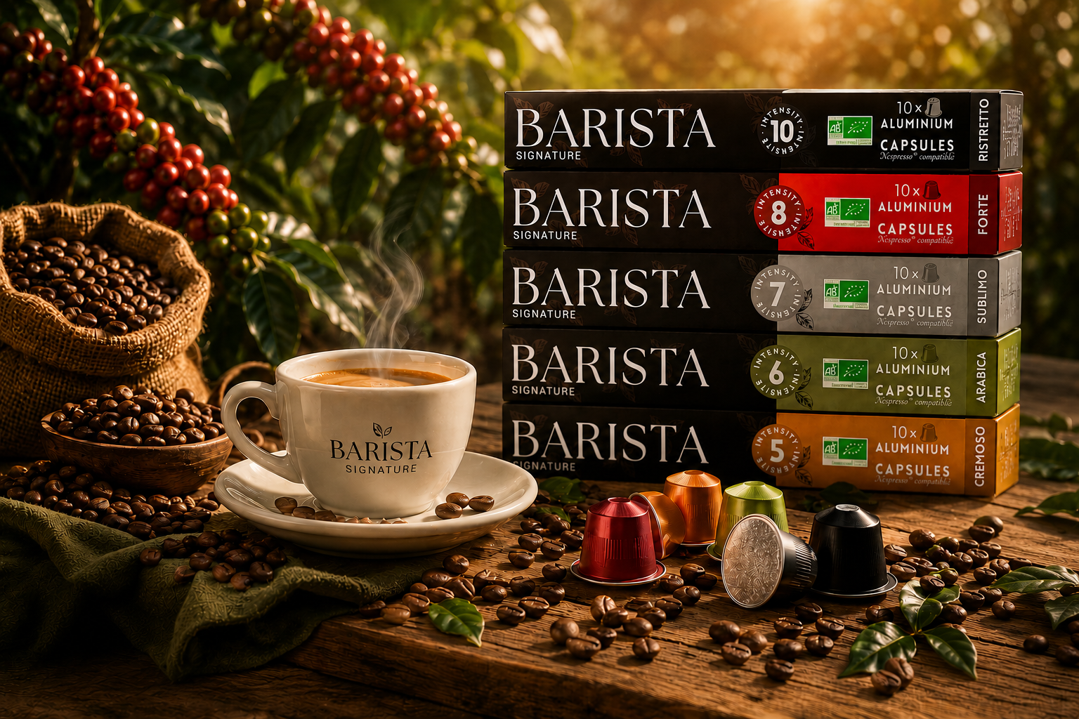 Gamme de capsules café Barista Signature, bio et équitable